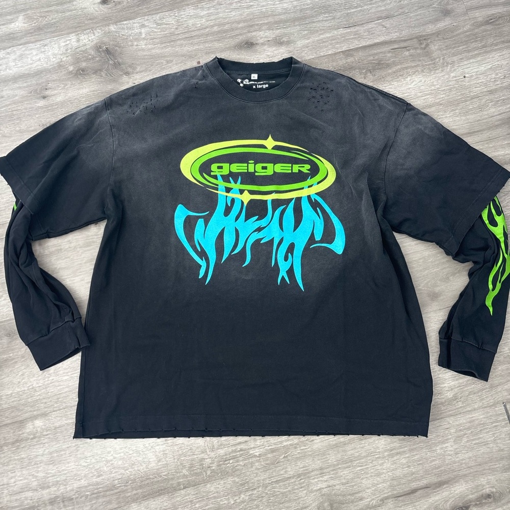JOHN GEIGER DOUBLE OVAL GEIGER LOGO DOUBLE LONG SLEEVE TEE SIZE XL